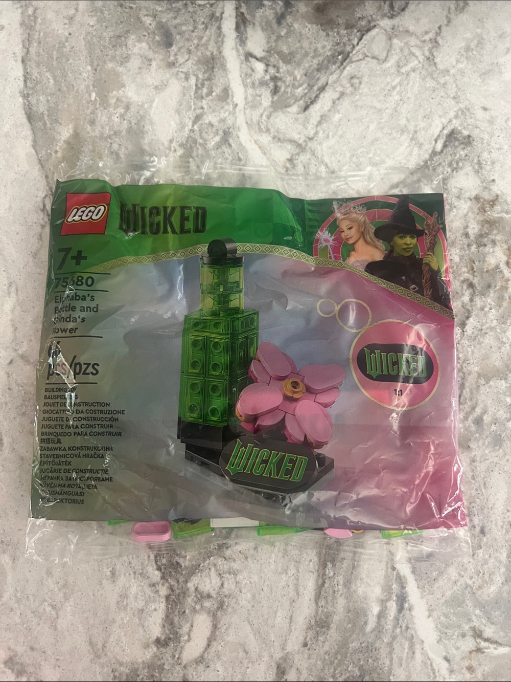 LEGO Wicked Elphaba Bottle and Pink Flower collectible: 2 available